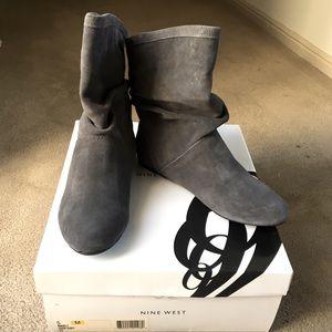 Nine West Dark Grey Suede Boots - size 5